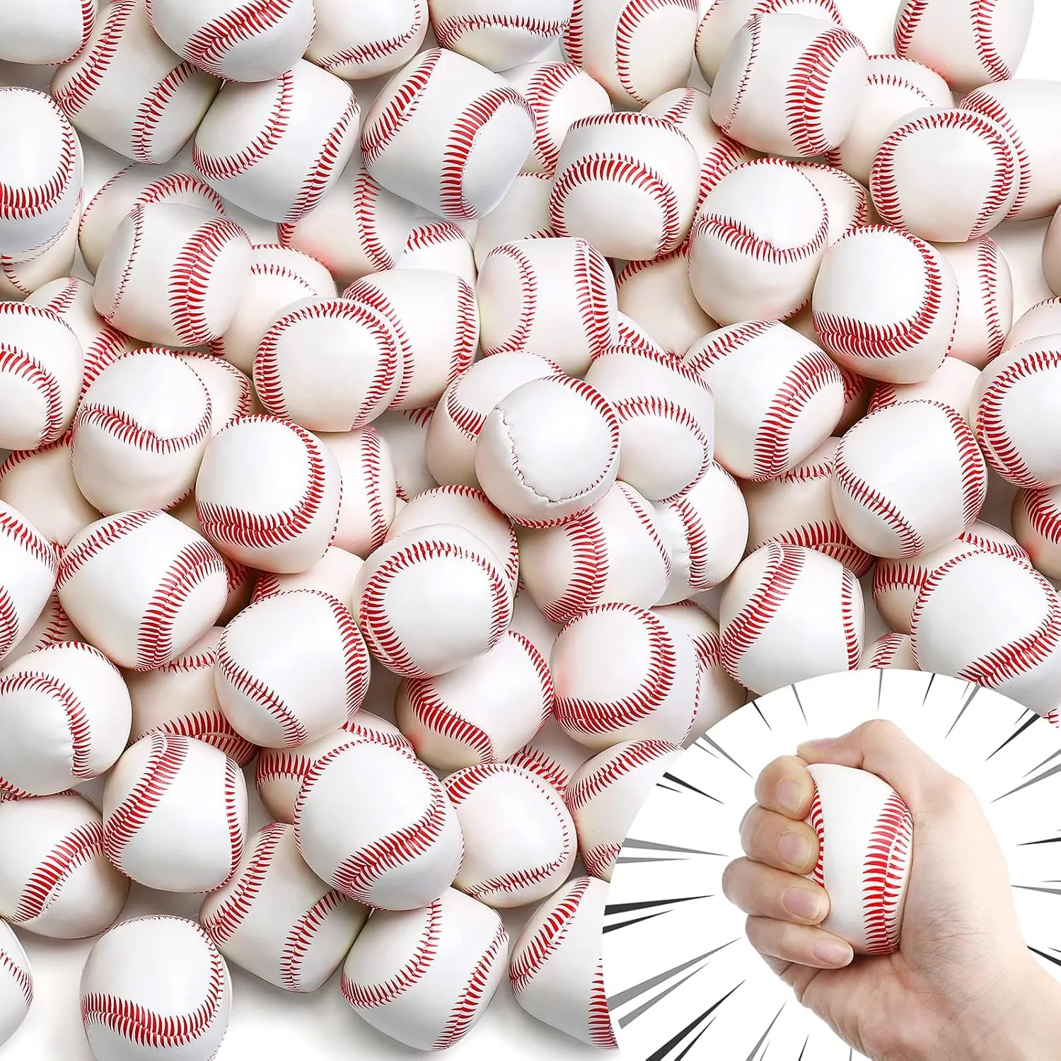 100 Pcs 2 Inch Soft Foam Baseballs Mini Baseballs in Bulk Sports Themed Baseball Toys Stress Anxiety Relief Baseball for Little Teens Baseball Party Decorations Favors Supplies Gifts Stocking Stuffers