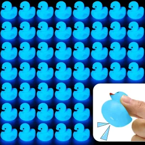 100 Pcs Glow in The Dark Rubber Ducks 1.5 Inch Luminous Mini Rubber Duck Squeaky Floating Light up Bathtub Toys Mini Fluorescent for Shower Summer Pool Birthday Party
