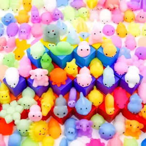 100 Pcs Kawaii Squishies, Mochi Squishy Toys for Kids Party Favors, Mini Sensory Stress Relief Toys, Goodie Bags Novelty Toy, Classroom Prizes, Birthday Gift, Fidget Toys, Random