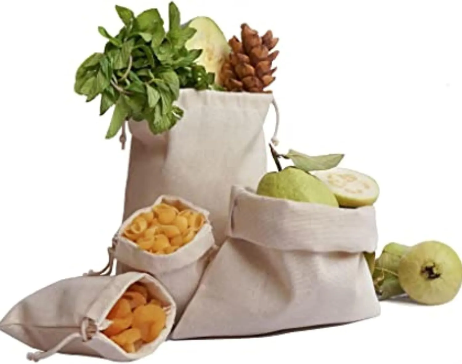 100 Pieces of 12 x 16 Inches Cotton Muslin Bags, 100% Organic Cotton, Double Drawstring Style, Premium Quality