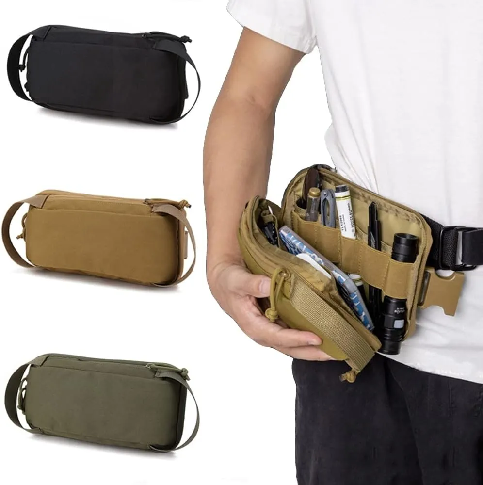 1000d Tactical Waist Chest Bag Outdoor Anti-Theft Shouler Pouch Crossbody Tool Storage Bag Utility Hand Hunting Bag for Camping Hiking Traveling Mobile (Color : Tan)