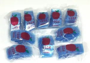 1034 (1"X3/4") Blue Color Apple Brand Bags Mini Zip Lock Baggies, Case of 1,000