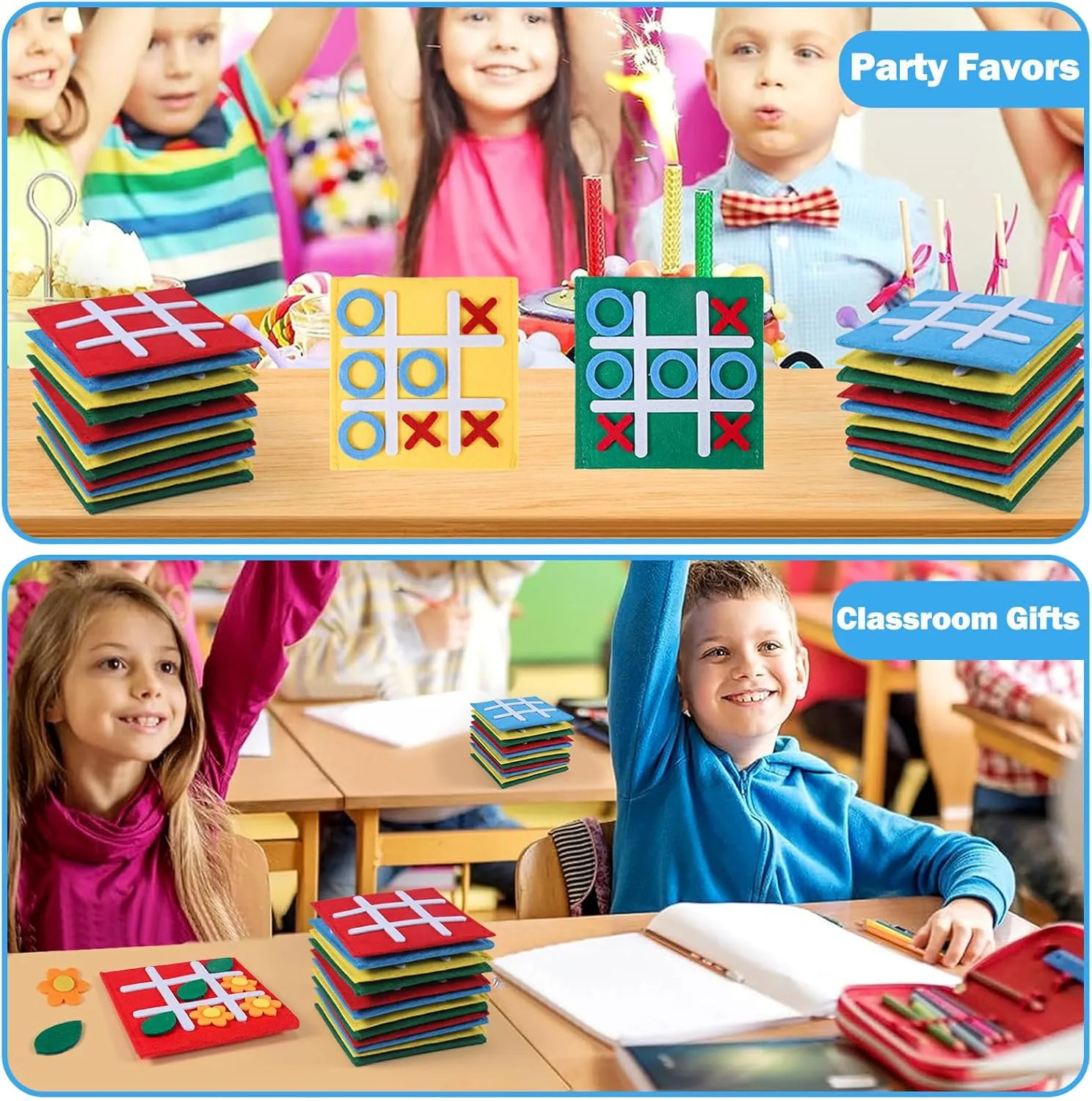 12 Pack Tic Tac Toe Mini Board Games Toys for Kids and Family, Birthday Party Favors Goodie Bag Stuffers for Kids, Bulk Gifts for Students