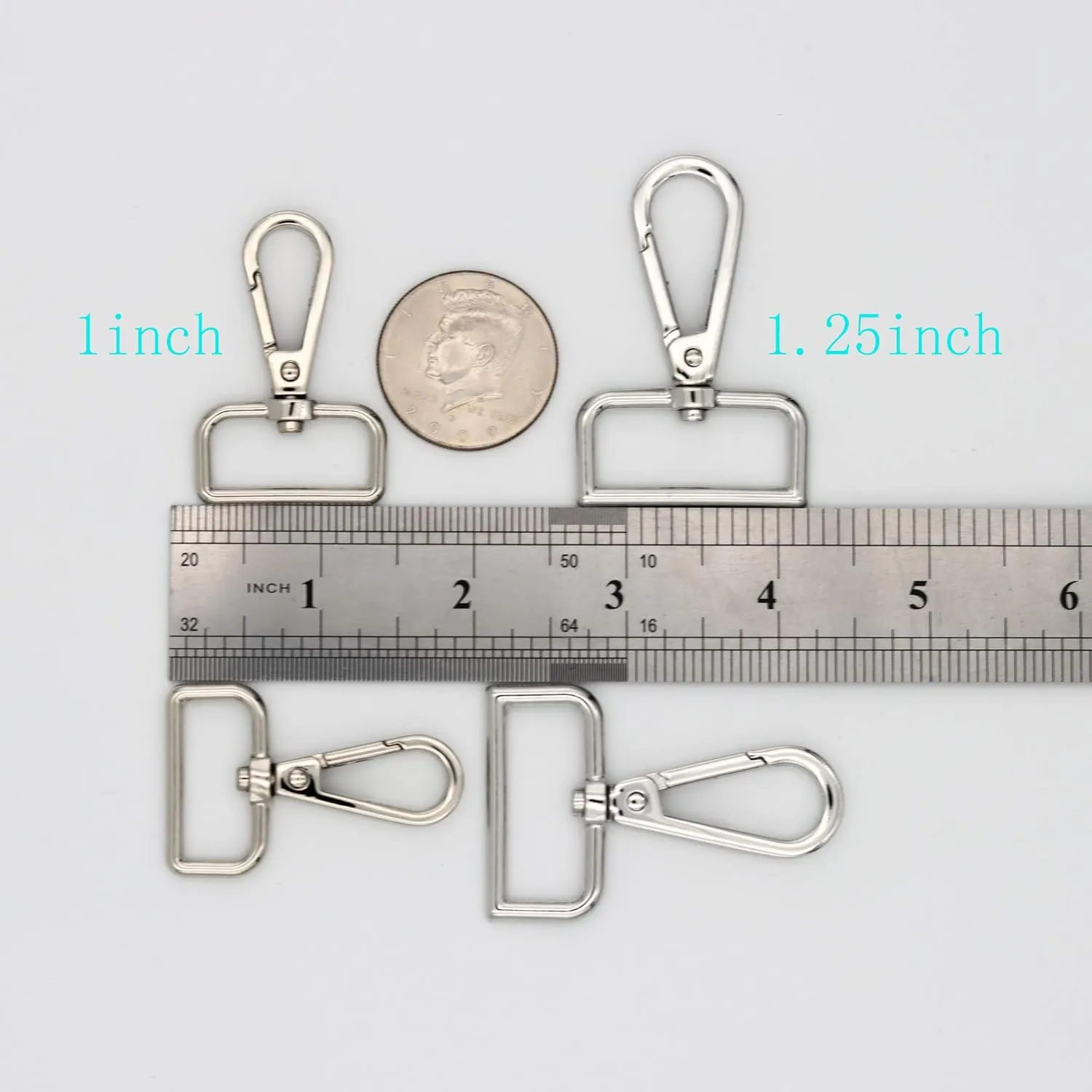 12 Pcs D Ring Swivel Lobster Claw Clasp, Push Gate Snap Hooks Trigger Clips(Silver, 1 1/4 inch)