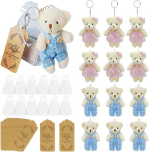 12 set Miniature Teddy Bears , 4.7 Inch Stuffed Mini Couple Jointed Bear for DIY Keychain Souvenirs Birthday Wedding Xmas Decor Party Favor