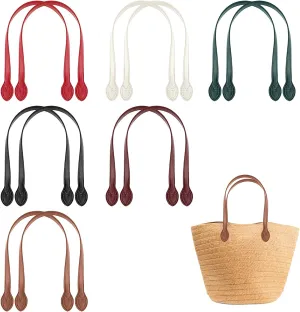 12PCS Bag Handles for Bag Making, 23.4" PU Leather Straps for Handbag, Purse Handles for Crochet Bags 6 Colors (Black/Big Red/Green/Earth Yellow/Beige/Burgundy)