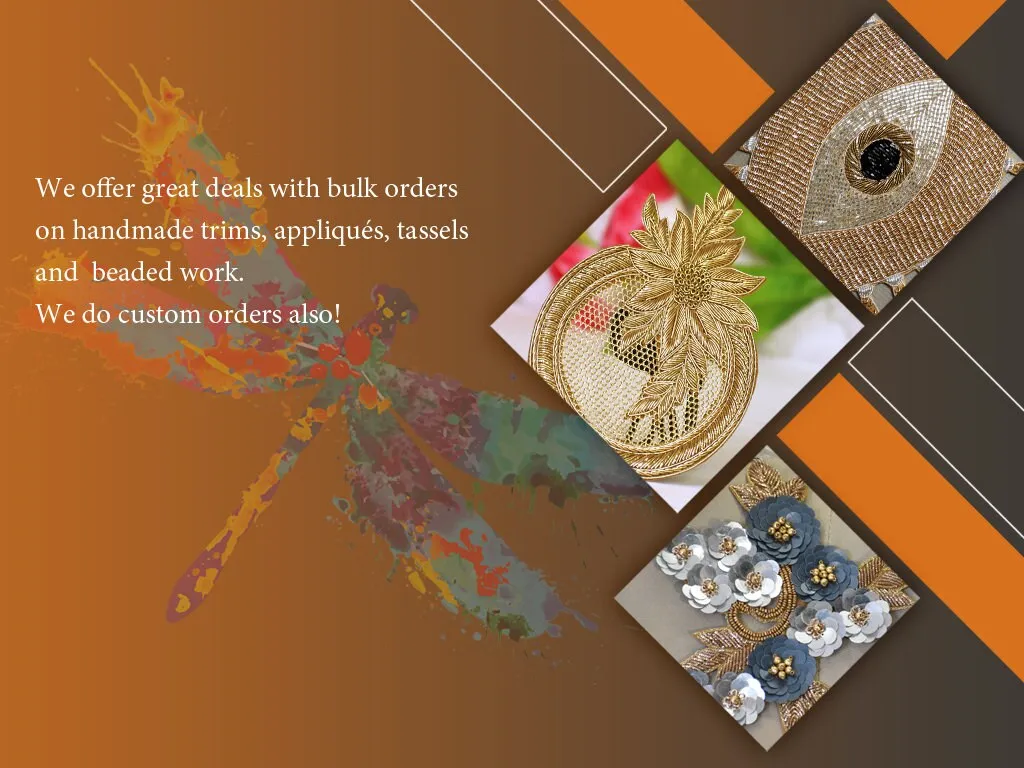 2 Gold Decorative Handmade Zardozi Patches Floral Embroidered Indian Sewing Wedding Dress Handcrafted Patches Appliques Crafting Supply Bags