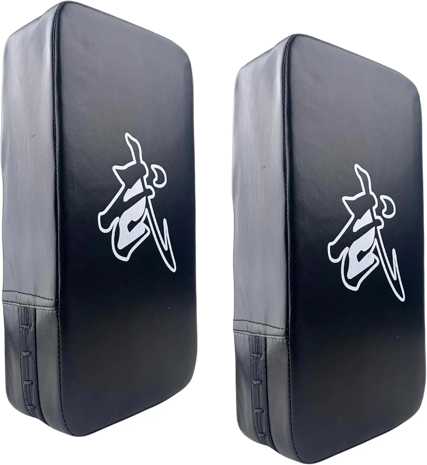 2 PCS TLBTEK Taekwondo Kick Pad PU Muay Thai Pads MMA Karate Kick Pads Kickboxing Training Pads Martial Arts Punching Pads Leather Strike Curved Kicking Shield (Black)