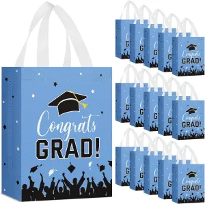 24 Pcs Graduation Gift Bags 2025 Reusable Graduation Bags Bulk with Handles, Nonwoven Congrats Grad Party Favor Tote