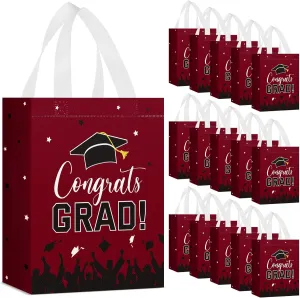 24 Pcs Graduation Gift Bags 2025 Reusable Graduation Bags Bulk with Handles, Nonwoven Congrats Grad Party Favor Tote