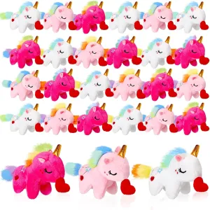 24 Pcs Mini Plush Unicorn Stuffed Animal for Girl Unicorn Animal Plush Keychain Bulk Toys Party Favors for Baby Shower Birthday Wedding Gift Carnival Prize Decoration