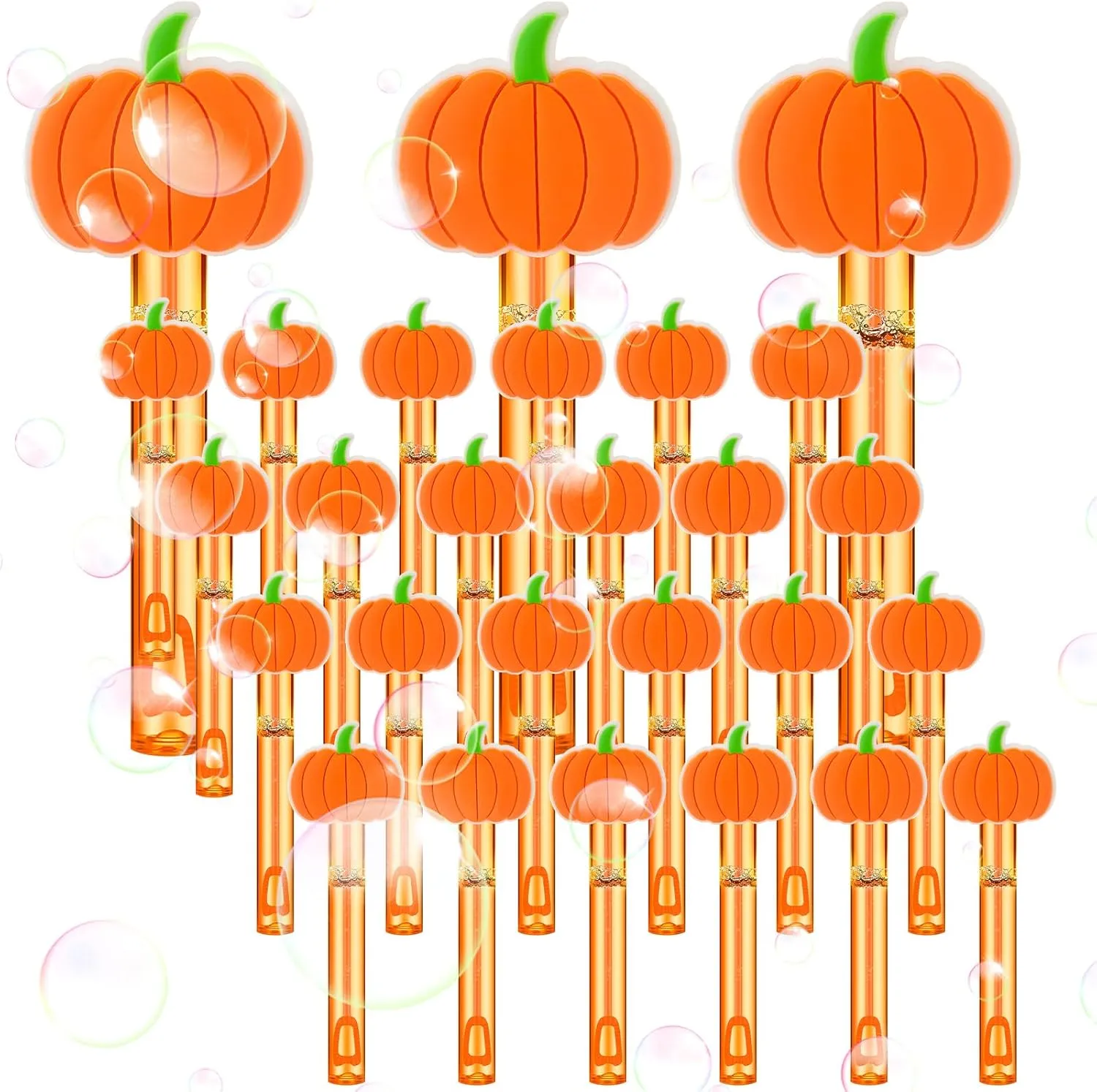24 Pcs Mini Pumpkin Bubble Wands Fall Pumpkin Bubbles Party Favors Bulk Halloween Thanksgiving Party Toys Gifts Classroom Awards Goodie Bag Stuffers Treat Bag Fillers Outdoor Indoor Activity