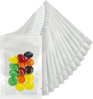 250 Count Mylar Heat Seal Bags - White and Clear Vacuum Seal Bags for Food Packaging and Samples - Small Flat Sealable With Tear Notch (2.5 x 3.5 Inch)