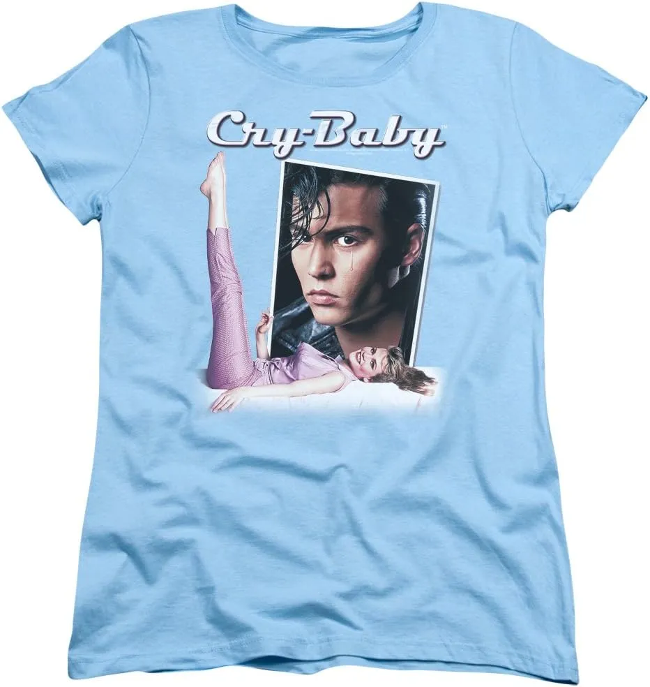 2Bhip Cry Baby Johnny Depp Romantic Musical Comedy Movie Title Women's T-Shirt Tee Blue