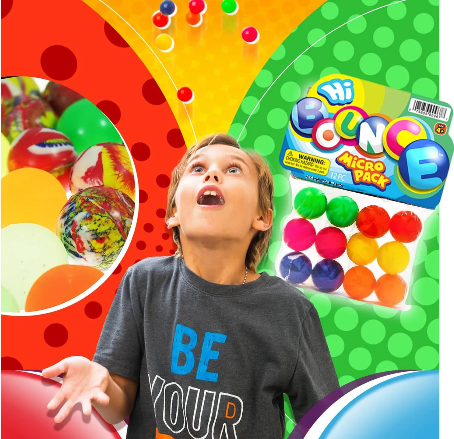 2CHILL Bouncy Balls Superballs Super Hi Bounce (Each Pack 12 Balls) 3 Styles Small Toys Party Favors for Kids Racketball Kids Prize by Ja-Ru Premium Giveaways Gift Toy Includes 1 Sticker #967