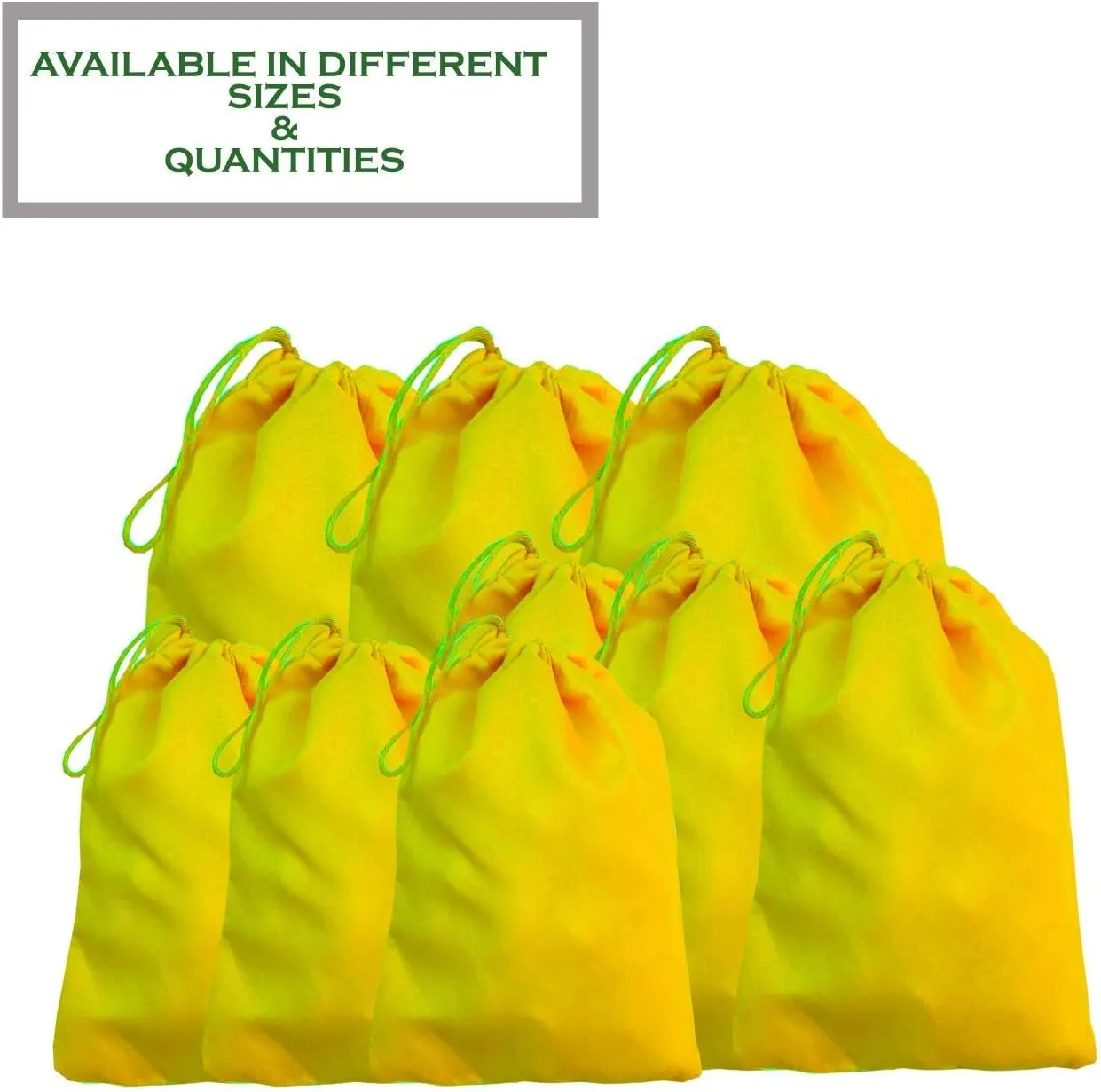2x3 inches Color Full Cotton Bags, Reusable And Biodegradable Produce Muslin Drawstring Bags Available in Different Sizes (Yellow) (Pack of 25)
