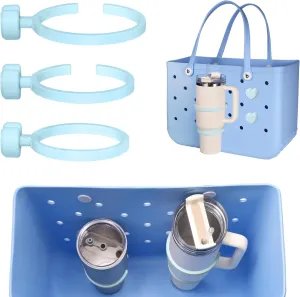 3-in-1 Cup Holder for Bogg Bag – Compatible with Stanley, Owala, Yeti & More, Large Drink Holder, Fits 30-40 oz Cups, Cup Holder Accessories Compatible with All Bogg Bags (Blue)
