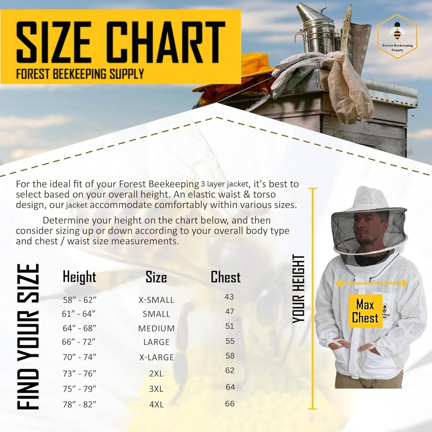 3 layer Ultra Ventilated Beekeeping Jacket for men and women with Round Veil Hood, Vented Premium Beekeeper Jackets for Professional, Commercial, and Beginner Beekeepers (3XL)