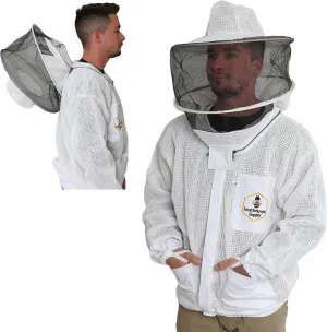 3 layer Ultra Ventilated Beekeeping Jacket for men and women with Round Veil Hood, Vented Premium Beekeeper Jackets for Professional, Commercial, and Beginner Beekeepers (3XL)