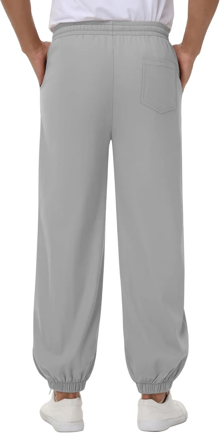 3 Pack Men's Casual Jogger Pants, Cotton Drawstring Sweatpants with Pockets Hiking Outdoor Athletic Joggers