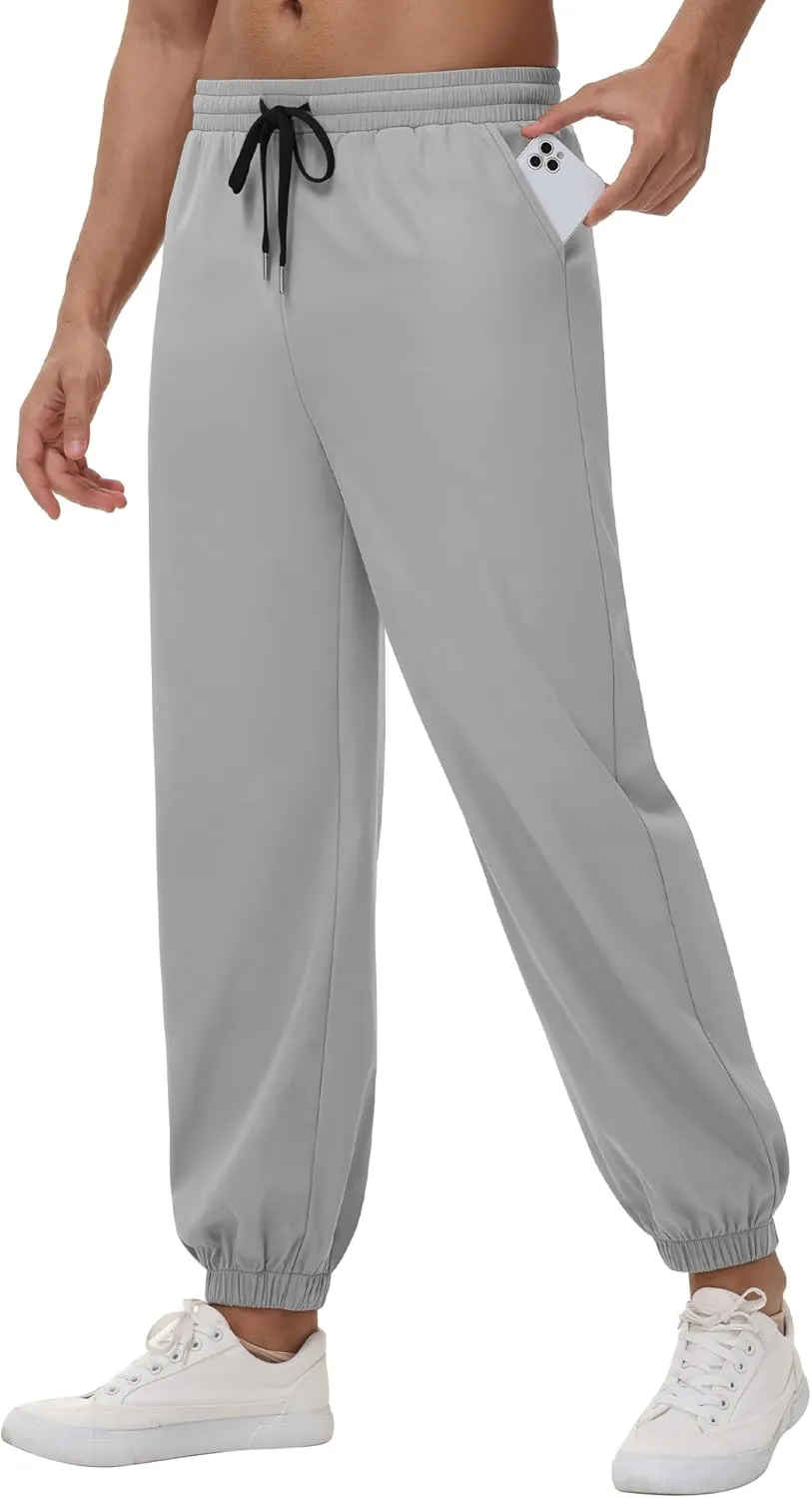 3 Pack Men's Casual Jogger Pants, Cotton Drawstring Sweatpants with Pockets Hiking Outdoor Athletic Joggers
