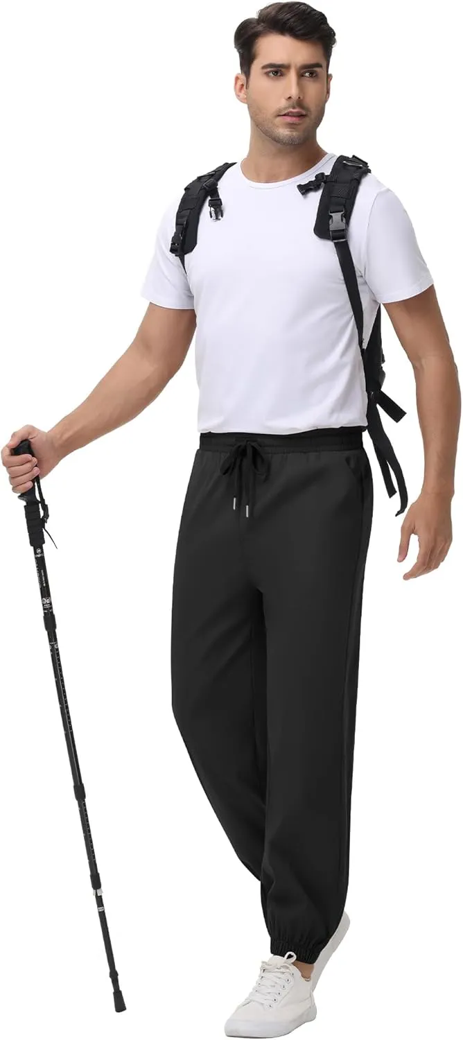 3 Pack Men's Casual Jogger Pants, Cotton Drawstring Sweatpants with Pockets Hiking Outdoor Athletic Joggers