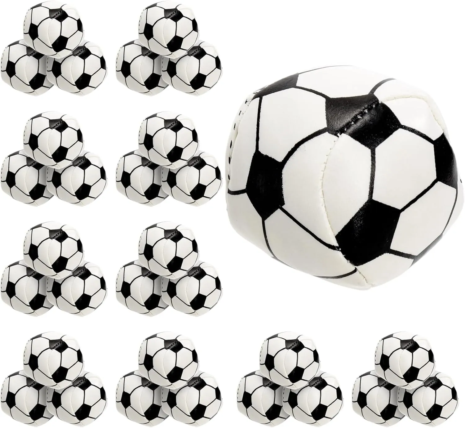 30 Pack Juggling Balls, 2" Plastic Juggling Bean Bags, Mini Juggle Balls, Soft Hand Catch Ball, Contact Juggling Ball for Beginners and Professionals, Soccer Design, Black & White