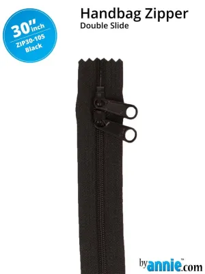 30" Handbag Zippers - Double-slide Black