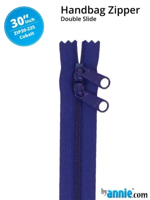 30" Handbag Zippers - Double-slide Dark Blue