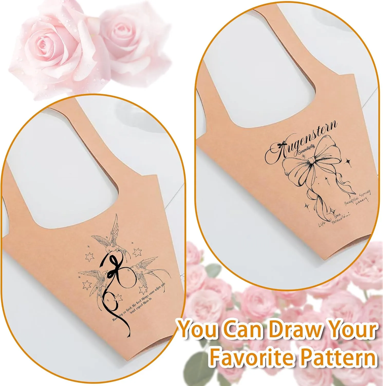 32pcs Kraft Paper Flower Bags for Bouquets with Handles, Brown Floral Gift Bags, Flowers Wrapping Bag for Flower Bar Supplies and Wedding Party