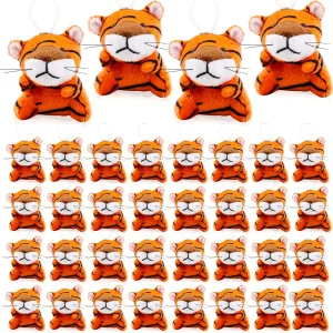 36 Pack Mini Stuffed Tiger Toys Bulk Small Plush Tiger Toys Keychain Cute Tiny Stuffed Tiger Animal Plush Toy for Birthday Gifts Carnival Prizes Party Favors