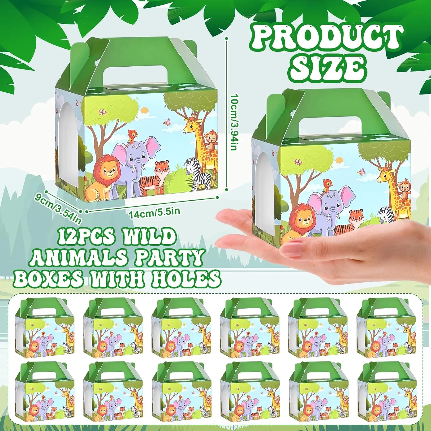 38 Pcs Safari Jungle Party Favors Include 12 Foldable Paper Boxes 12 Forest Mini Stuffed Animals 12 Adoption Cards 1 Adoption Signs 1 Fence for Jungle Party Supplies Adopt A Jungle Animal Favors