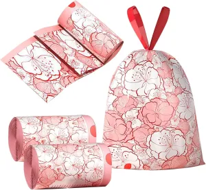 4 Gallon Small Trash Bags No-Tearing Drawstring 1.1 Mil Thick - Red Flowers 90 Count Small Garbage Bags for Bathroom Kitchen Toilet Home Office and Bedroom