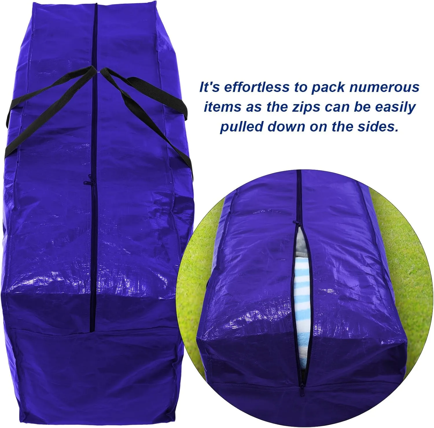 4 Pcs 66 Gallon Large Moving Bags with Zipper and Handles Foldable Storage Duffle Bags Heavy Duty Extra Large Totes for College Dorm Travel Clothes Blankets Bedding Moving(Navy Blue)