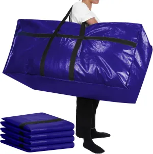 4 Pcs 66 Gallon Large Moving Bags with Zipper and Handles Foldable Storage Duffle Bags Heavy Duty Extra Large Totes for College Dorm Travel Clothes Blankets Bedding Moving(Navy Blue)