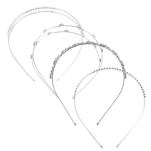 4 Pcs Rhinestone Wedding Headband Elegant Floral Embossed Tiara for Bride and Bridesmaids Stylish Hairband Accessories for Wedding Parties and Special Events