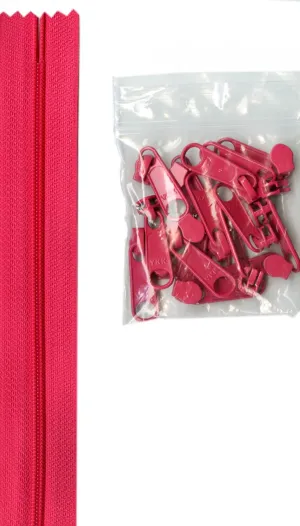 4 yards of 16mm #4.5 zipper chain and 16 Extra-Large Coordinated Pulls Lipstick