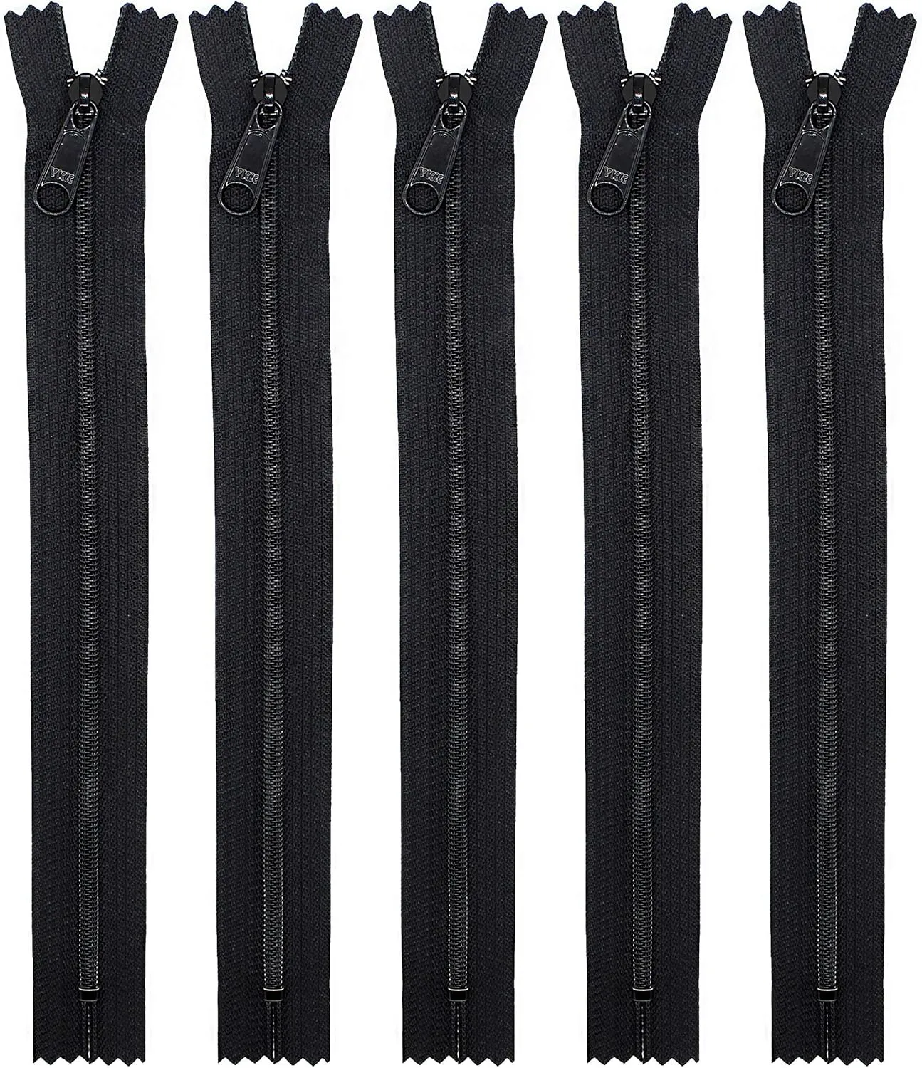#4.5 Black YKK Coil Extra Long Pull Handbag Zippers - (5 Zippers Per Pack) (60" Inches)