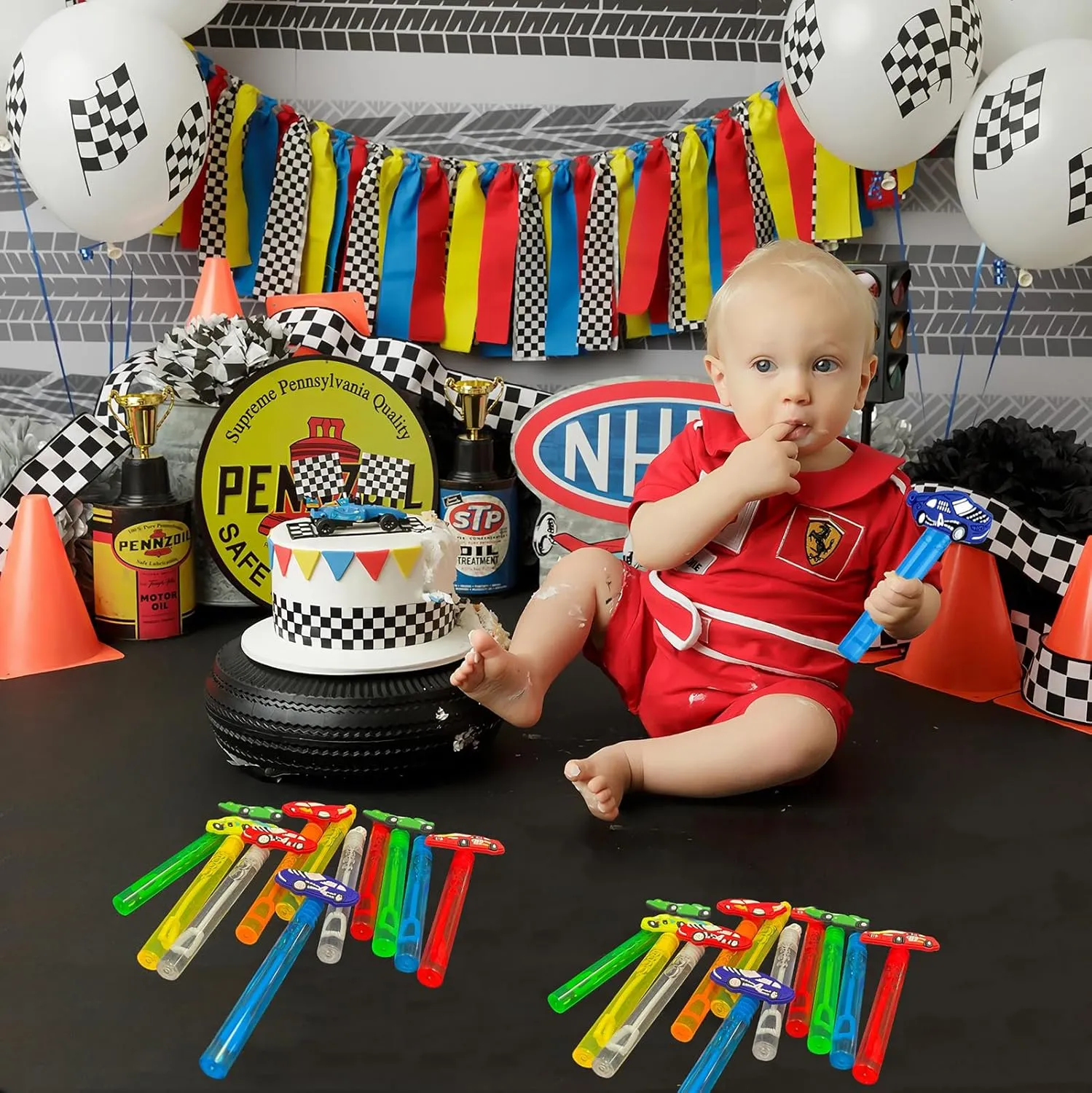 48Pcs Bubble Wands - Race Car Party Favors & Decorations for Monster Truck & Birthday Parties