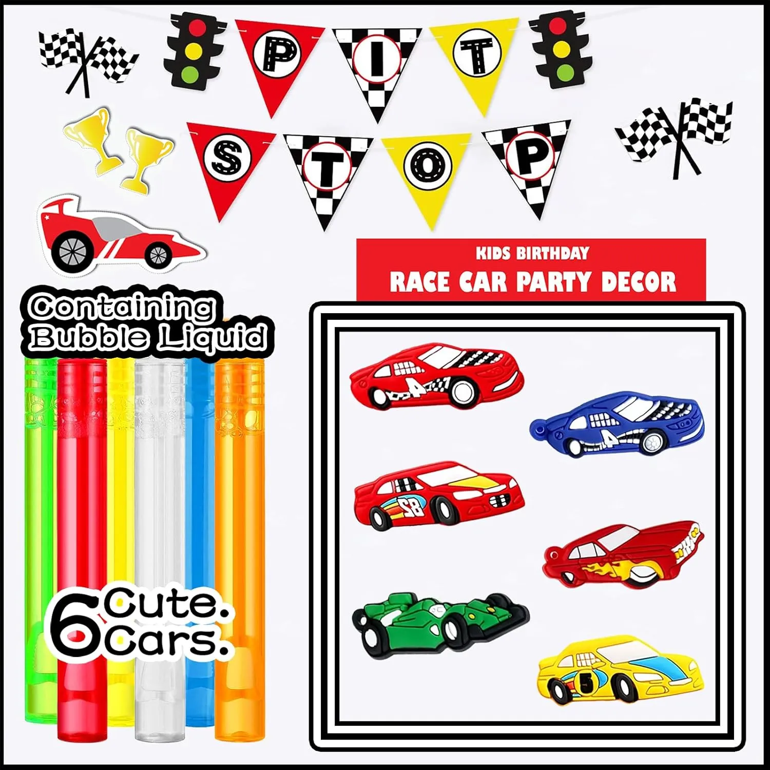 48Pcs Bubble Wands - Race Car Party Favors & Decorations for Monster Truck & Birthday Parties