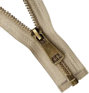 #5 Open-End Metal Zipper, 31.5 Inch Nylon Coil Y-Teeth Separating Jacket Zipper Auto Lock Replacement Zippers for Sewing Tailor Craft Bag, Beige