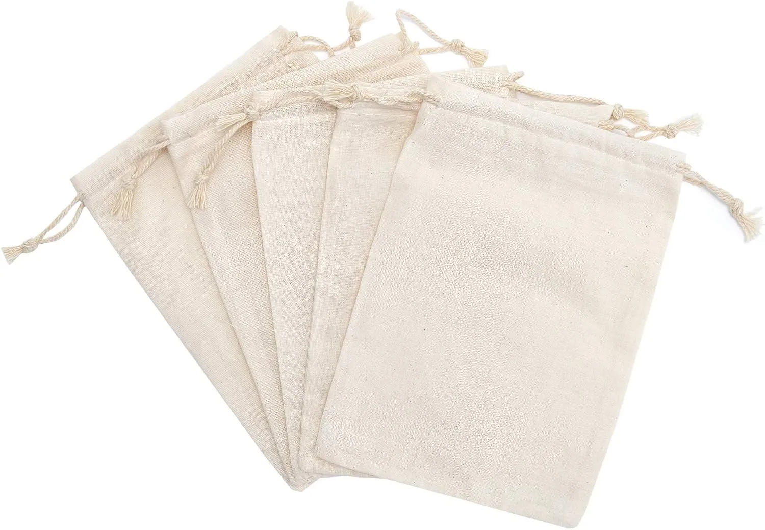 50 Pack 5.9x7.8 Inches Cotton Drawstring Bags Reusable Muslin Sachet Bag for Party Wedding Storage Home Supplies