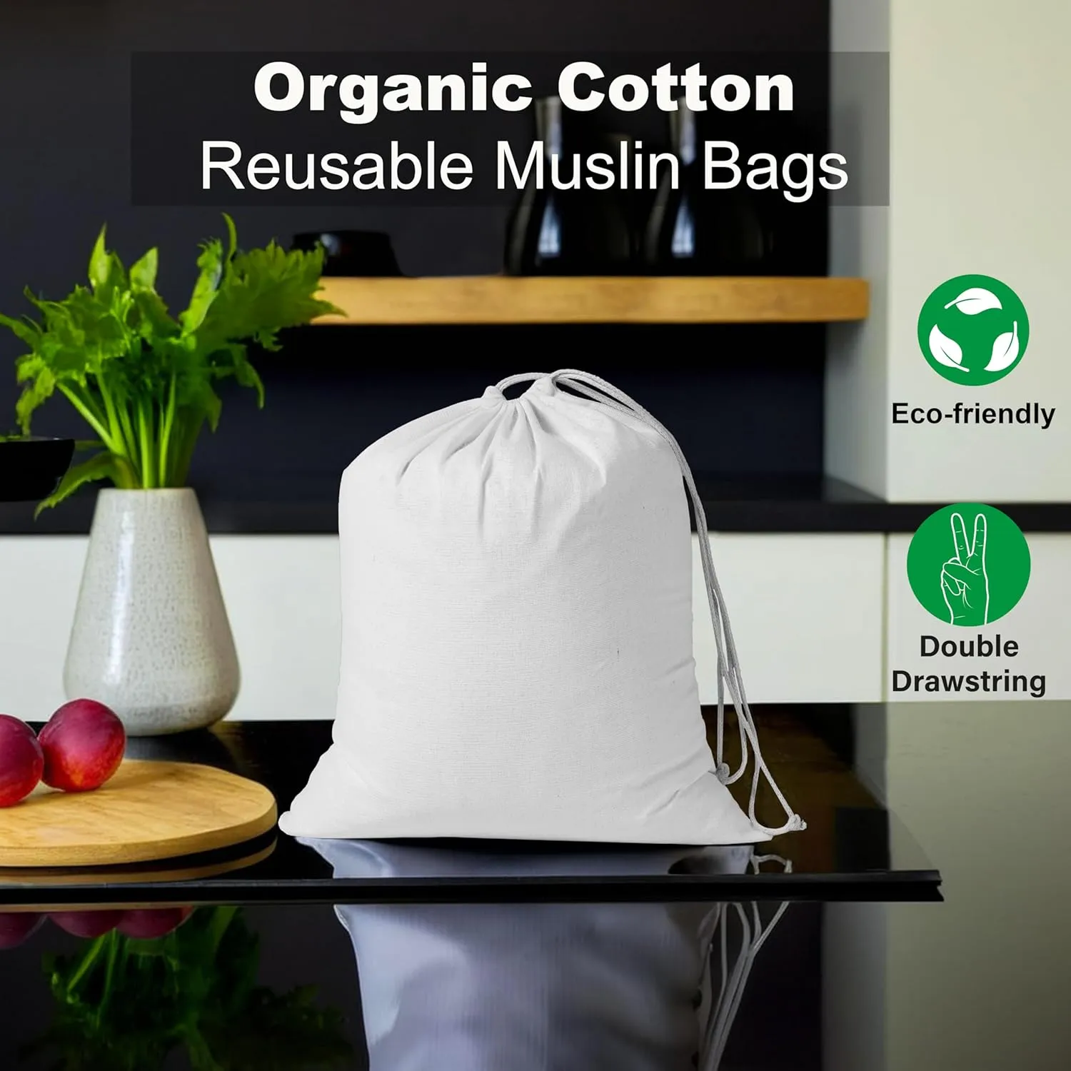 50 Pcs 6 x 8 Inches Muslin Bags with Drawstring Cotton Drawstring Sachet Bags Reusable Empty Gift Pouch for Party Home Supplies Wedding Storage and DIY Craft