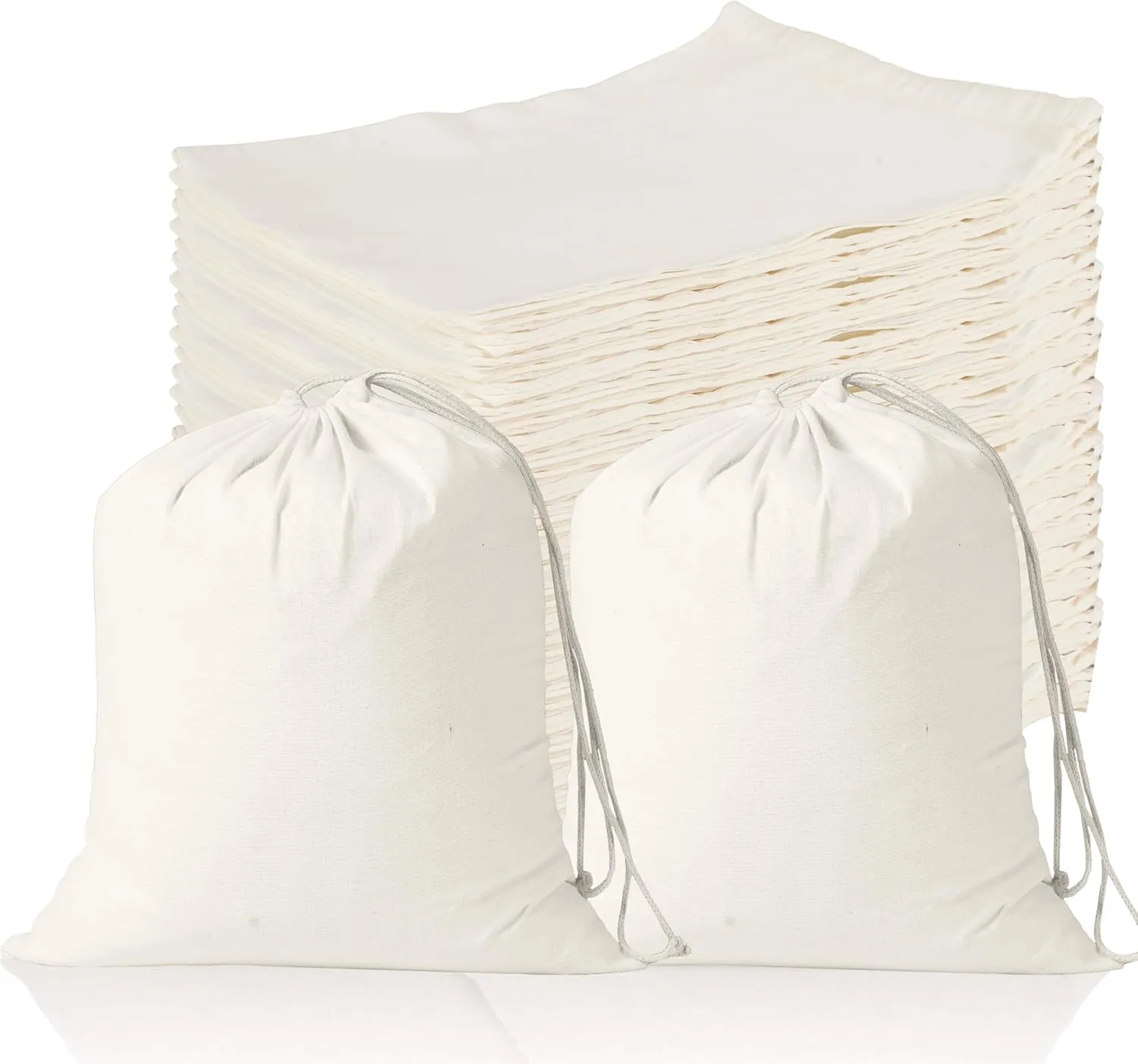 50 Pcs 6 x 8 Inches Muslin Bags with Drawstring Cotton Drawstring Sachet Bags Reusable Empty Gift Pouch for Party Home Supplies Wedding Storage and DIY Craft