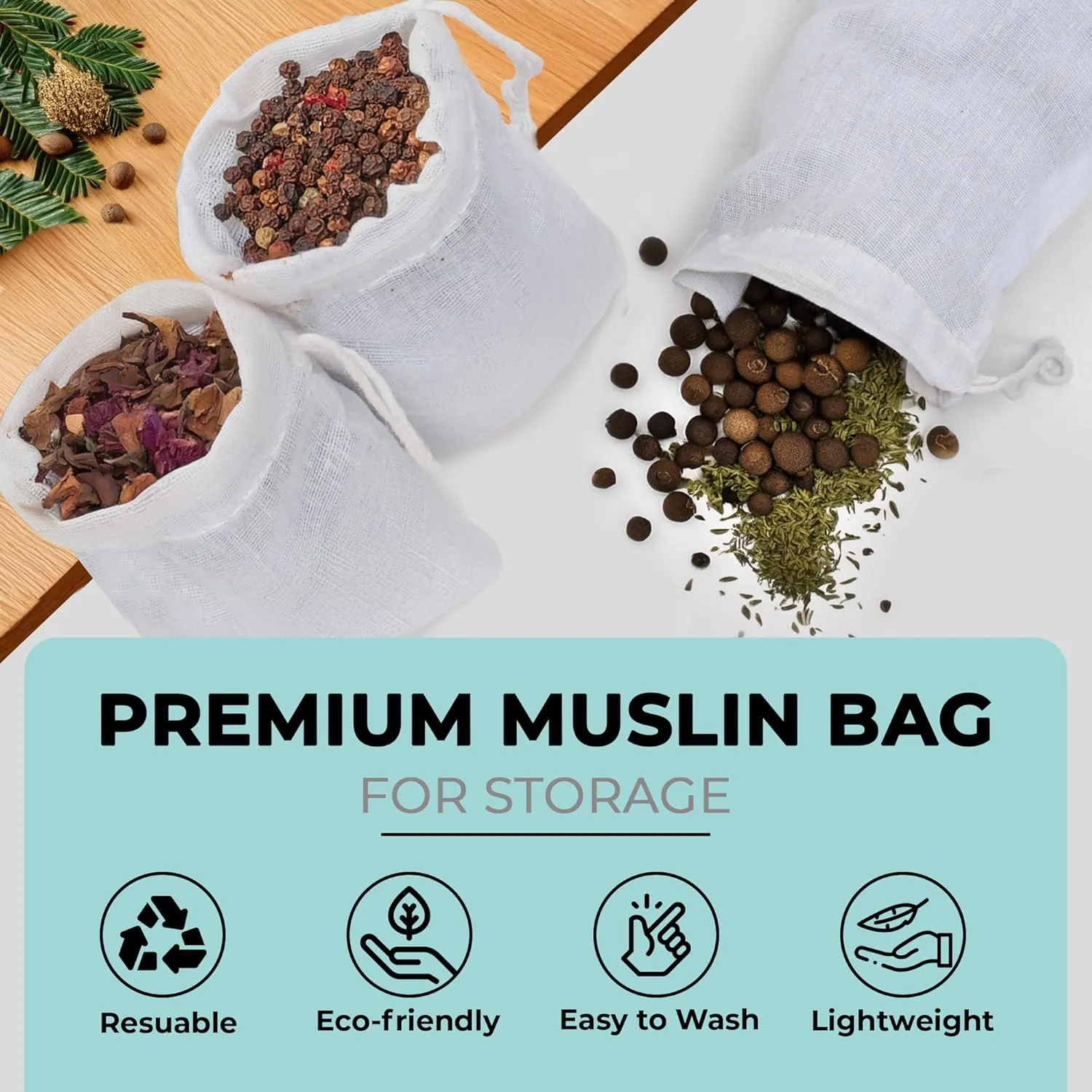 50 Pcs 6 x 8 Inches Muslin Bags with Drawstring Cotton Drawstring Sachet Bags Reusable Empty Gift Pouch for Party Home Supplies Wedding Storage and DIY Craft
