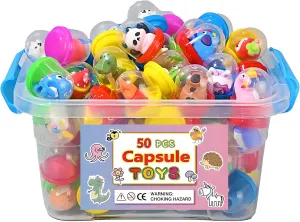 50Pcs Mini Kawaii Capsule Toys Adorable Bulk Party Favors for Kids 4-8 Great Gifts for Kids Boys Girls Christmas Stocking Stuffers Goodie Bag Classroom Prizes Treasure Box