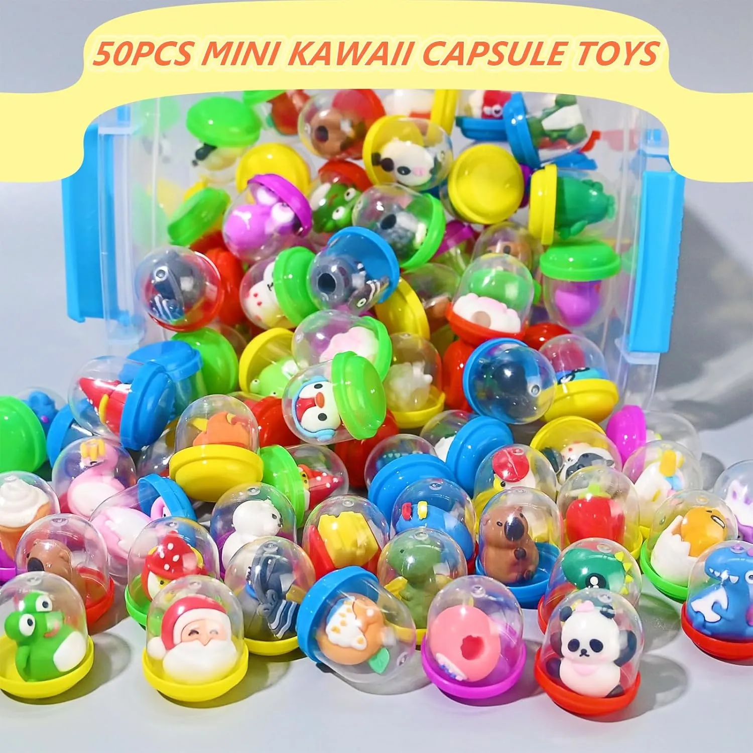 50Pcs Mini Kawaii Capsule Toys Adorable Bulk Party Favors for Kids 4-8 Great Gifts for Kids Boys Girls Christmas Stocking Stuffers Goodie Bag Classroom Prizes Treasure Box
