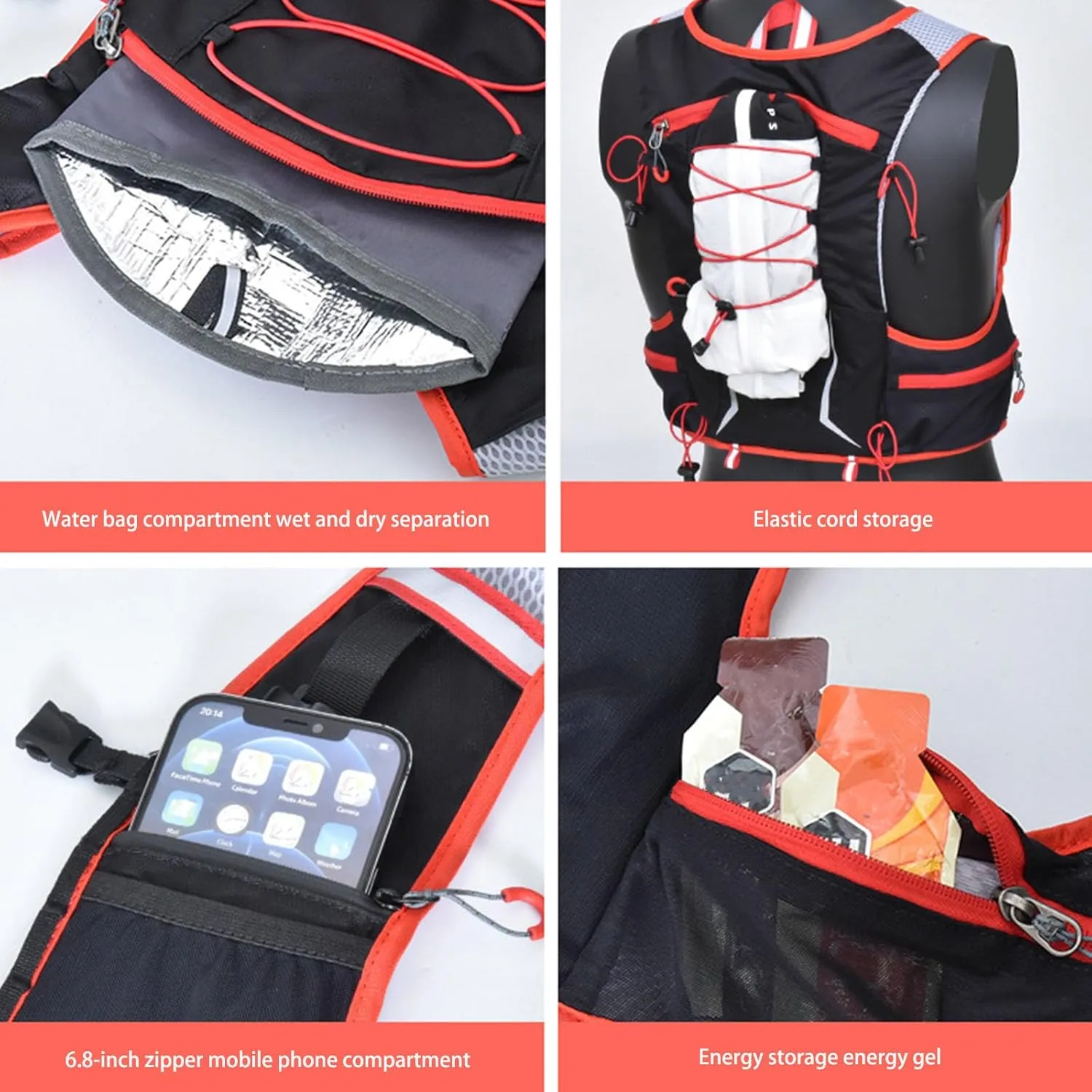 5L Lightweight Running Backpack Outdoor Sports Water Bag Backpack Without Water Bag or Water Bottle