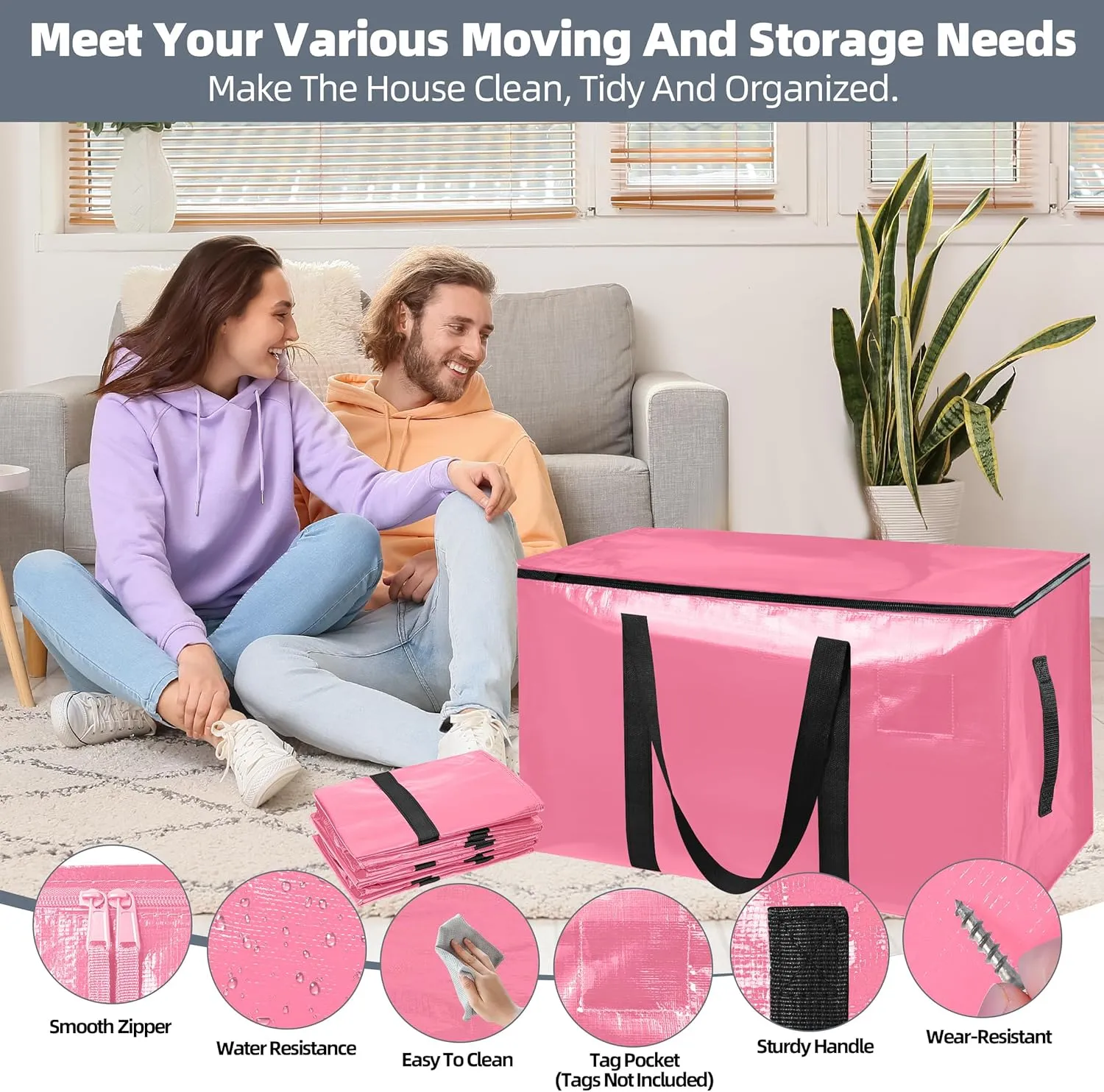 6 Pack Moving Bags Heavy Duty Storage Bags With Zippers And Strong Handles Packing Bags For Moving Storage Travel Camping Space Saving Alternative To Moving Boxes College Essentials Moving Supplies