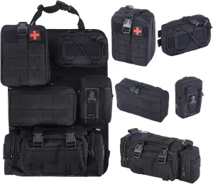 6 Pack Tactical Truck Organizer Back Seat Storage Car Seat Storage Bag Molle Panels for vehicles, Car and SUV with Lots of Handy Compartments (Black)